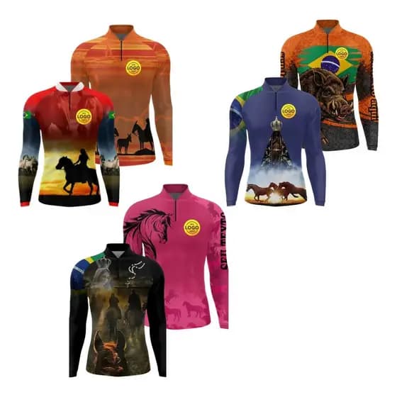 Kit 6 Camisa Personalizada Cavalgada Camiseta Comitiva Uv50 Country Comitiva