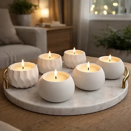 Kit 6 Velas Aromáticas + Vasos Decorativos 2 em 1 Para Plantas Artificiais