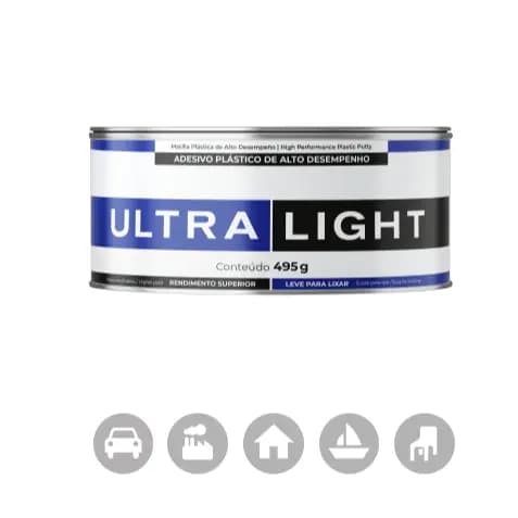 Massa Plastica Ultra Light Maxi Ruber 495g Com CATALISADOR