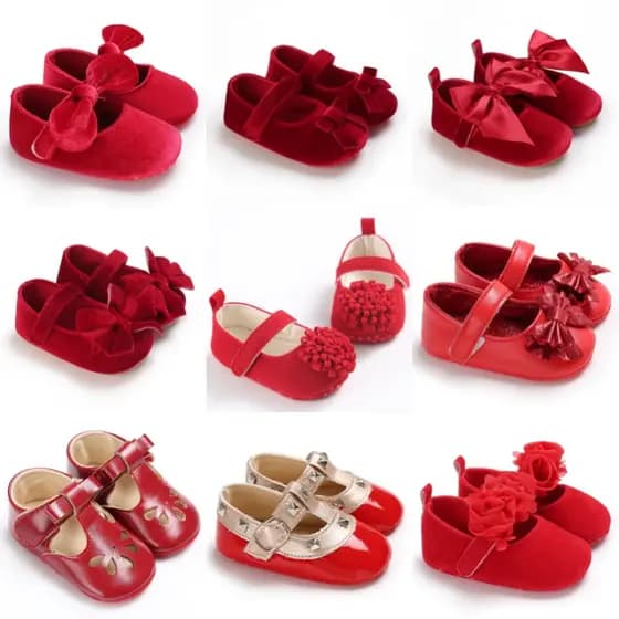 Nova Moda Sapatos De Bebê Vermelhos Recém-Nascidos Sem Escorregamento Fundo De Pano Para Meninas Elegante E Nobre Lazer Primeiro Andar