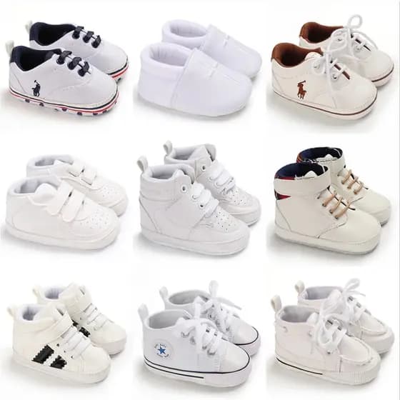 Sapatos De Bebê Pretos Brancos Para Meninos E Meninas , Casuais Versáteis Com Sola Macia , Calçados Esportivos Caminhada