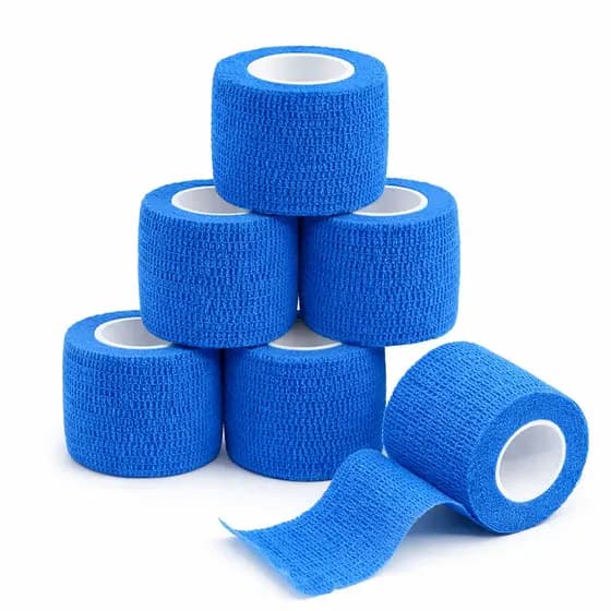 Kit 5 Bandagem Elástica Tattoo Biqueira Grip Fita Adesiva 5m Azul