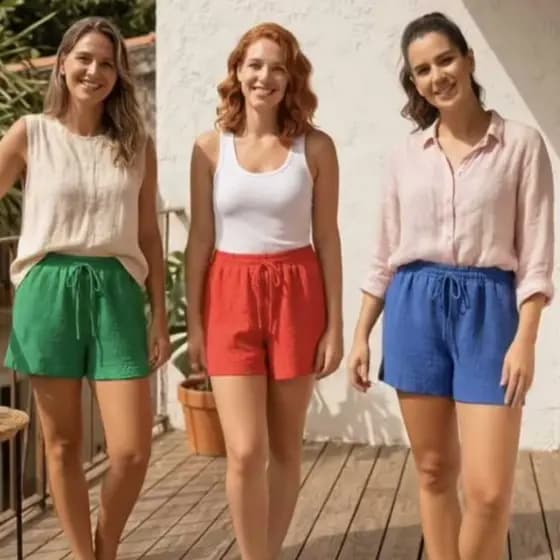 Kit 3 Short Duna Feminino Básico Leve Com Elástico Grosso para o dia dia