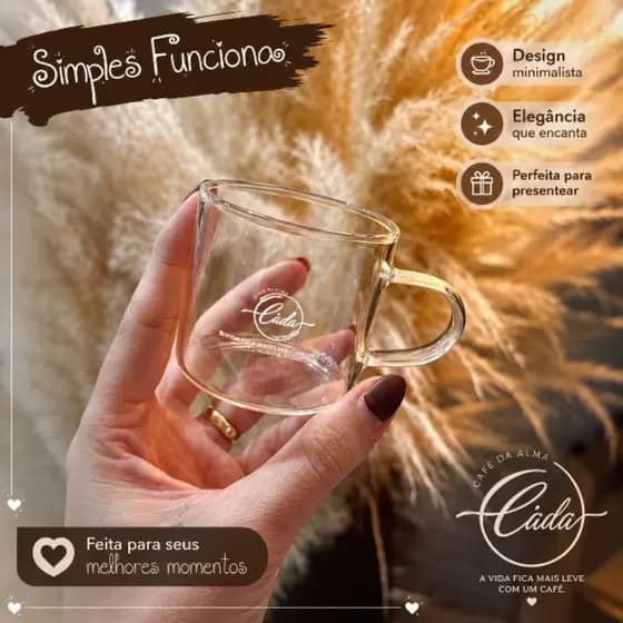 Kit 6 Mini Canecas de Vidro Personalizadas 100ml com Nome | Lembrancinha e Presente Personalizado