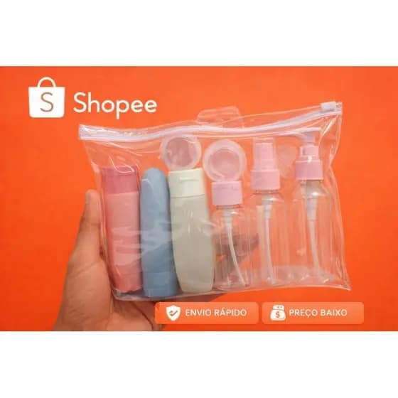 Conjunto 11 Itens de Viagem para Cosméticos e Maquiagem Frascos Anti-Vazamento Silicone