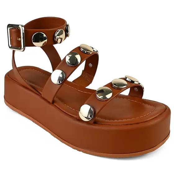 Sandália Plataforma Feminina com Aplicação Elegante Flatform Alta Confortável Estilo Moderno