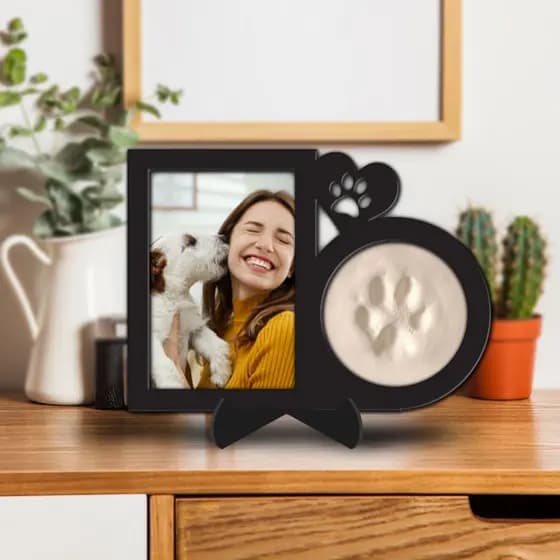 Porta Retrato com Molde da Patinha do Gato - Registro Eterno Pet - Memorial - Lembrança Eterna