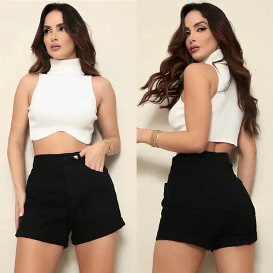 Shorts Jeans Preto 100% coleção nova 2025