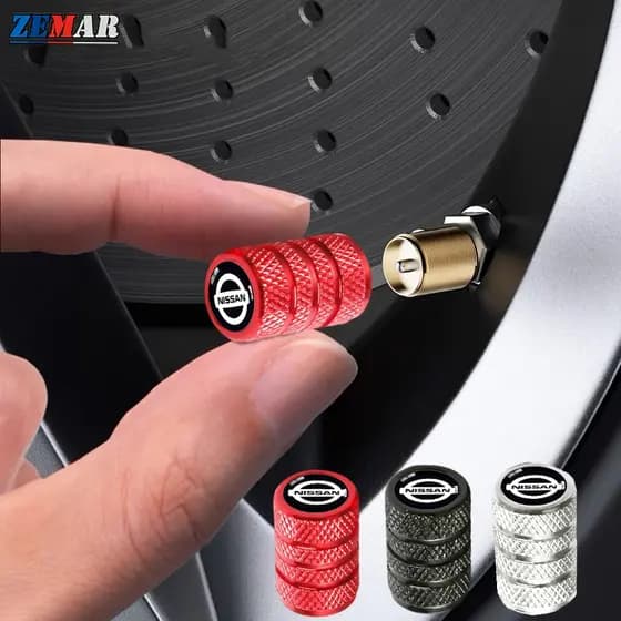 4Pcs Nissan Tampas De Válvulas Para Pneus Carros Automóveis Peças Metálicas Bicicletas Versa Kicks Tiida March Sentra Livina gtr Forma Cilíndrica Com Logotipo De Carro