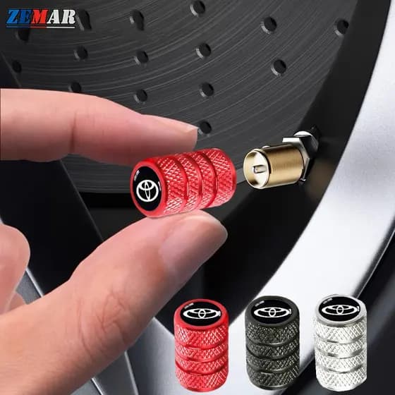 4Pcs Toyota Pneus Tampas De Válvulas Para Carros Bicicletas Automotivas Peças Metálicas Impressas Corolla Cross Hilux Yaris Etios RAV4 Bandeirante Forma Cilíndrica Com Logotipo De Carro