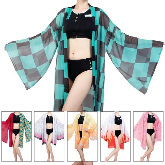 Demon Slayer Cosplay Biquíni Feminino 3pcs Conjunto De Biquíni Ghost Destrutor