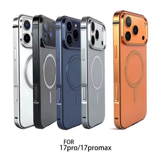 Capa Premium De Metal De Aço Inoxidável Titânio Magsafe Anti Impacto Para Iphone 17 Pro e 17 pro max