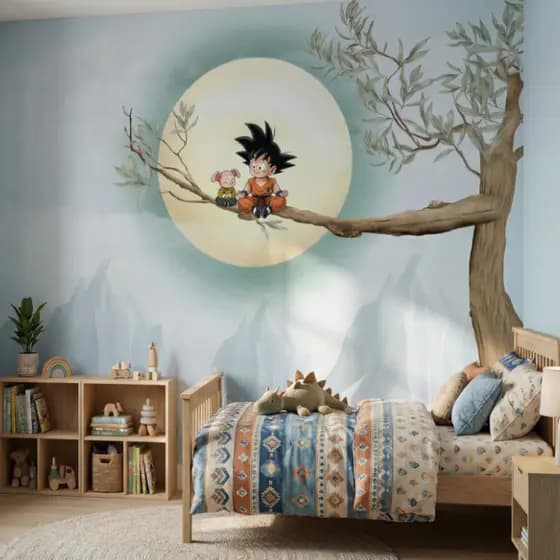 Papel de Parede Infantil Goku anime Dragon Ball Jardim Encantado Decoração bebê