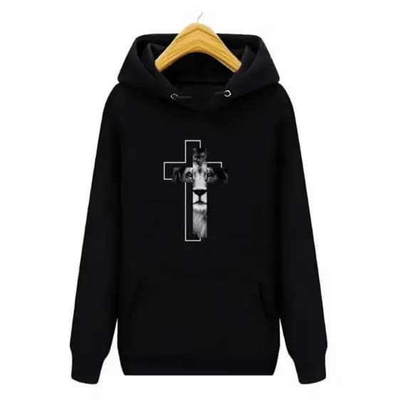 Moletom Flanelado Blusa de Frio Estampado Leão Judá Unissex Do P ao GG Algodão