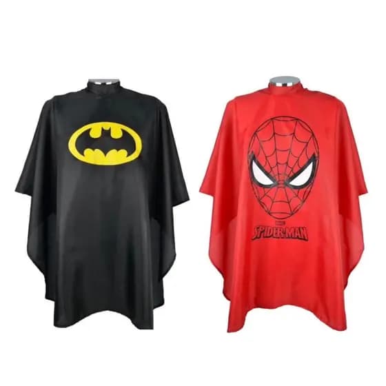 Kit Com Duas Capas Para Cortar Cabelo Infantil Batman & Homem Aranha