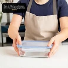 Pote de vidro hermetico para alimentos com tampa plastica 1040ml