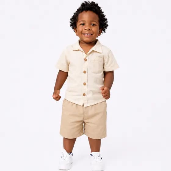 Conjunto Infantil Camisa e Bermuda Menino Mauricinho Roupa Blogueirinho Confortável Estiloso