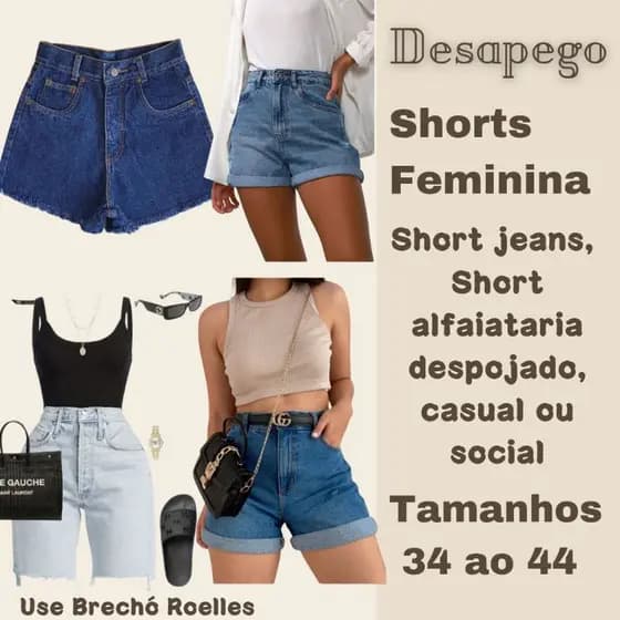 Desapego de short jeans, short alfaiataria, Brechó 34 ao 44