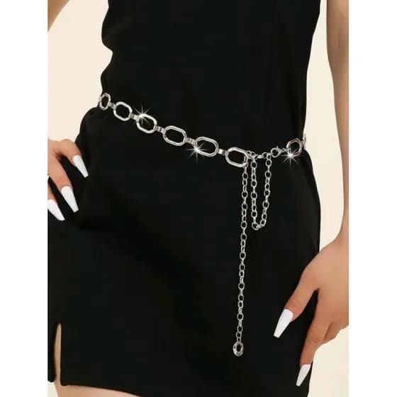 cinto geométrico strass prata longo feminino cinto delicado novo