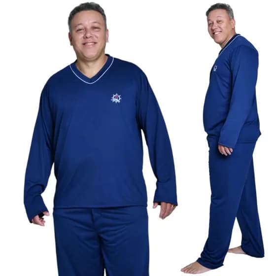 Pijama Longo Plus Size Conjunto Masculino Leve Solto Dormir Noites Tranquilas Roupa Masculina Macia Leve Não Incomoda