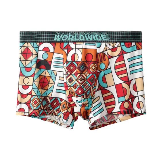 Cueca Boxer masculina com estampa de malha, cueca Boxer masculina