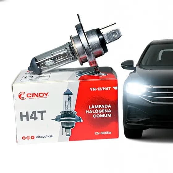 Kit com 10 Lâmpadas Halógena Automotivas H4 12V 60/55W para Farol de Carro Para Carro
