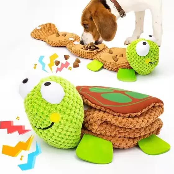 Brinquedo Pet Mordedor Tartaruga De Pelúcia Para Cachorro Petisco Velcro e Compartimento