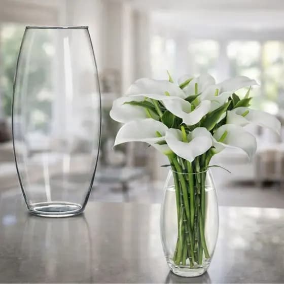 Vaso De Vidro Grande Romeu 10x22cm Enfeite Sala Centro Mesa
