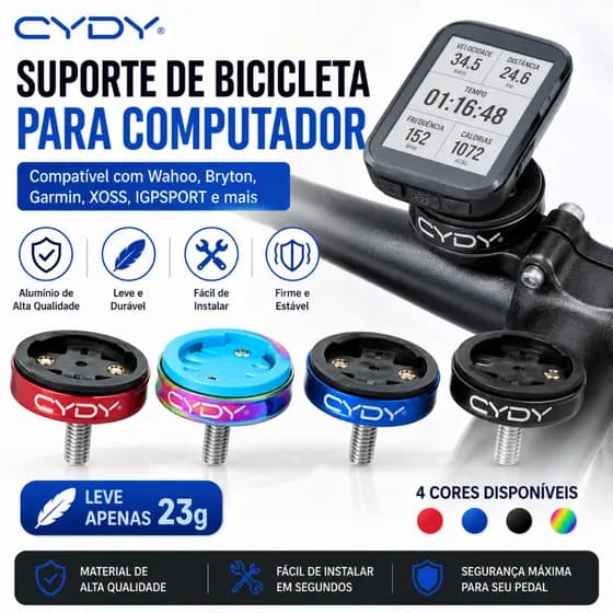 CYDY Suporte Computador de Bicicleta em Alumínio MTB Estrada Compatível Wahoo Bryton Garmin XOSS IGPSPORT Leve Durável