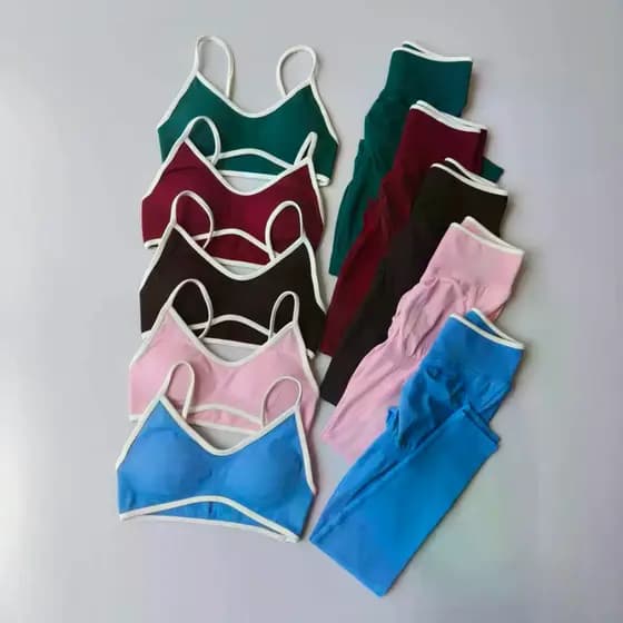 Sem Costura 2 Pçs Conjuntos De Legging Feminino Com Tiras Sutiãs Esportivos E Leggings Cintura Alta Fitness Esculpir Cal