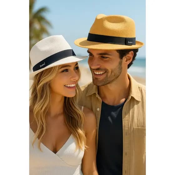 Chapéu Panama Aba Curta Estilo Clássico Unissex Verão Praia Unisex 1100
