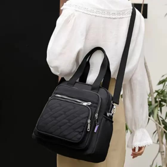 Mochila Bolsa Feminina Nylon Impermeável Com Alça De Mão Multifuncional Trabalho Passeio Escola Malu