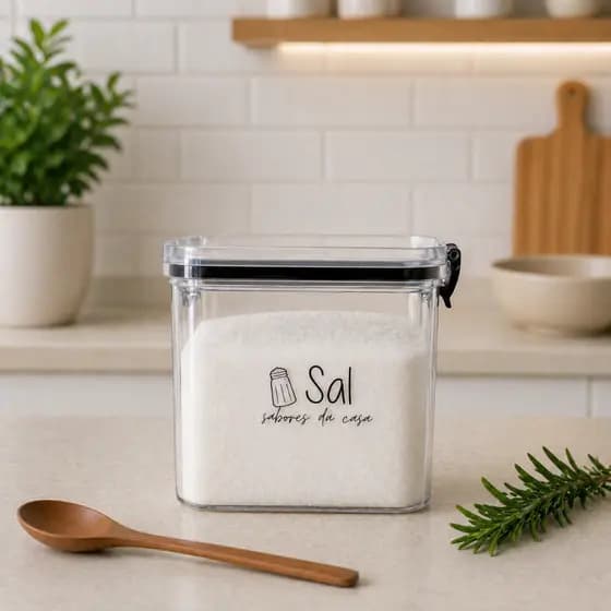 Pote Sal | Herméticos Geladeira | Porta-Sal | Saleiro | 450ml - Porta Mantimentos