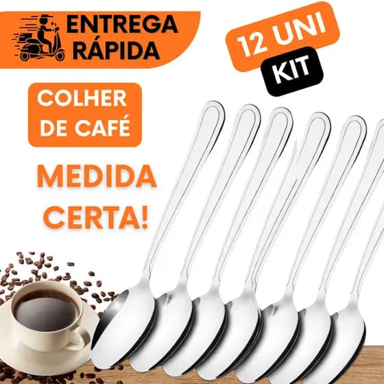 COLHER DE CAFÉ MEDIDA CERTA NÃO ENTORTA INOX USO DIÁRIO COLHERES CAFE CHÁ COMPLEMENTO COPO XICARA