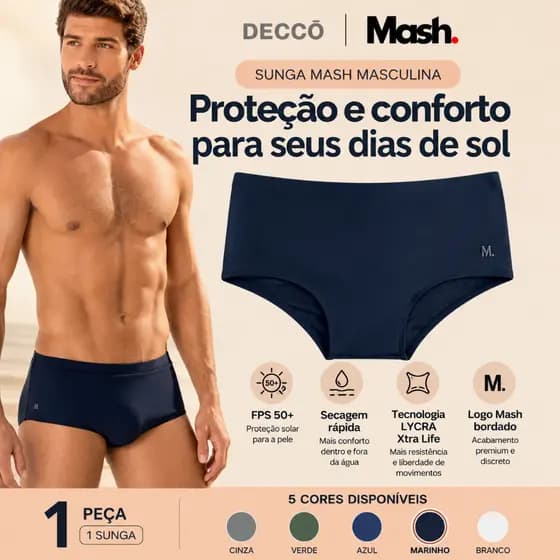 Sunga Slip Mash Lisa Forrada com Cordão de Regulagem Masculina Adulto Moda Praia FPS 50