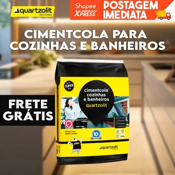 Argamassa P/ Cerâmicas Cimentcola Cozinhas e Banheiros Quartzolit 20kg Cinza