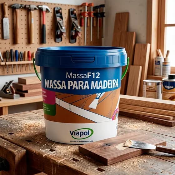 Massa Para Madeira F12 Cor Acabamento Profissional Escolher A Cor 6,5Kg Viapol