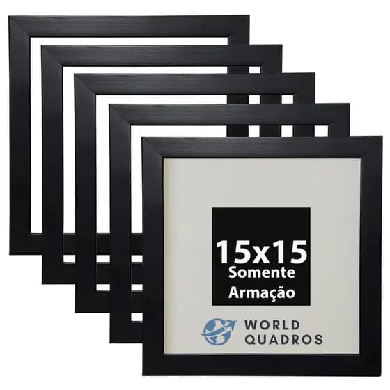 Kit 05 Armação Moldura 15x15Cm Quadros Placas Sem Vidro e Fundo