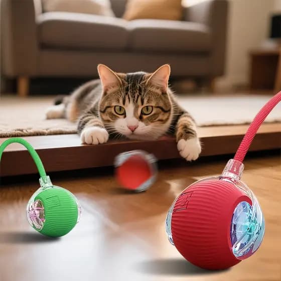 Bola Interativa Inteligente para Gatos e Cães - PET /Emite Som, Desvia Obstáculos e Recarregável USB