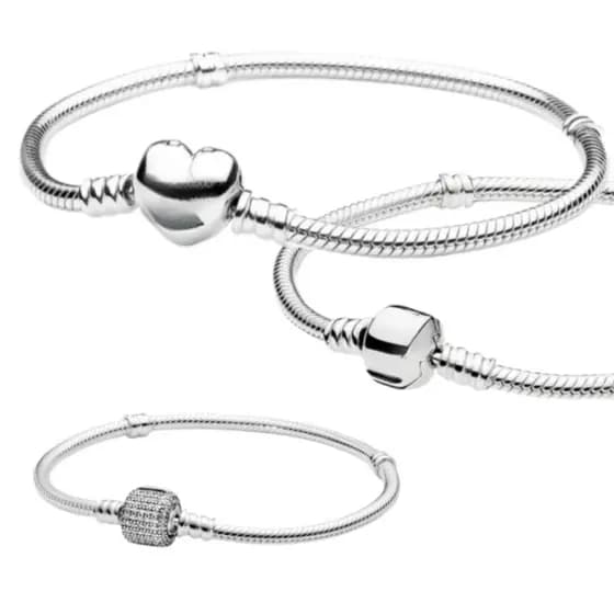 Pulseira prata 925 bracelete feminino básico com fecho abrível fashion