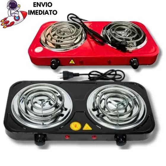 Fogão Fogareiro Elétrico Portátil Cooktop Camping 2 Bocas 2000W 110V/220V