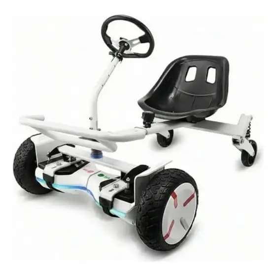 Carrinho Hoverboard Hoverkart Scooter Com Volante Universal 6.5 8.5 10 Polegadas Ajustavel BRANCO