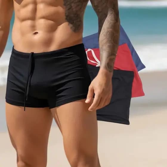 Sunga Boxer Masculina UV50+ Confortável Para Piscina