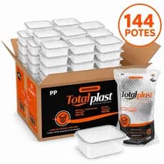 144un Pote 500ml Retangular Marmita Descartável - Fit Freezer e Microondas
