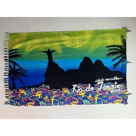 Canga de Praia grande Saida de Praia Poliéster Rio de Janeiro Cristo Redentor Comunidades Lançamento