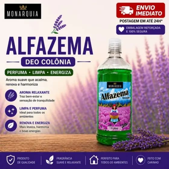 ALFAZEMA DEO COLÔNIA 1 LITRO - ORIGINAL MONARQUIA.