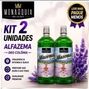 ALFAZEMA DEO COLÔNIA 1 LITRO - KIT 2 UNIDADES - ORIGINAL MONARQUIA