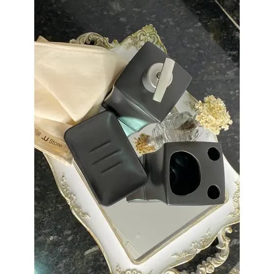 Kit Lavabo Banheiro Luxo Com 3 Peças Porta Sabonete, Porta Escova de Dente e Porta Sabonete Líquido Promoção