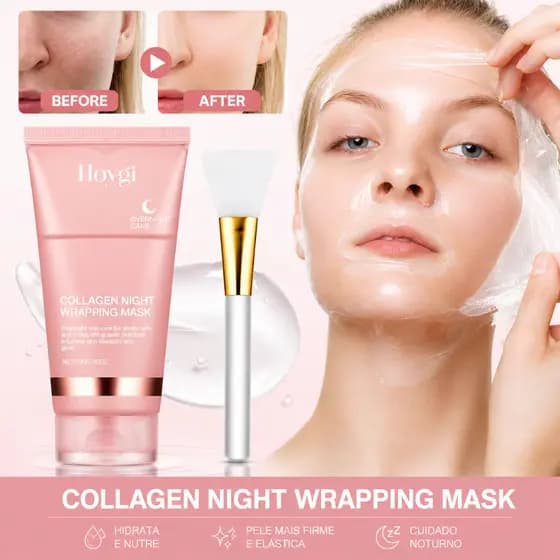 Máscara Facial Noturna de Colágeno Coreana - Limpeza Profunda e Rejuvenescimento