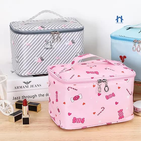 Bolsa de Maquiagem Estampada Organizadora de Maquiagem e Cosméticos Estojo Grande